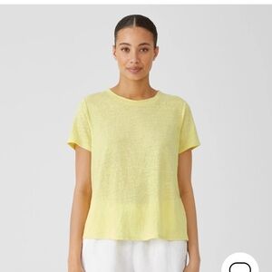 Eileen Fisher Organic Linen Jersey Crew Neck T. Lightweight with subtle texture.